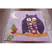KinderLOOM Sleeping Owl Purple Kids Rug