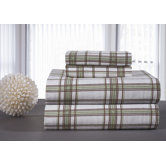 Heavy Weight Printed Flannel Sheet Set in Sage Plaid