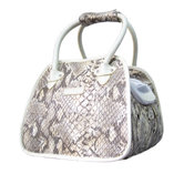 Faux Leather Handbag Pet Carrier in Snake White