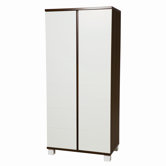 Kleiderschrank 2-t&uuml;rig "Zeno" in Wei&szlig; / Nussbaum