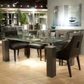 Ritz 7 Piece Dining Set with Crackle Glass
