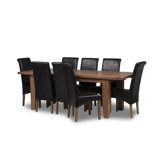 Calgary 9 Piece Solid Oak Extending Dining Set with Upholstered Roberto Chair