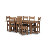 Calgary 9 Piece Solid Oak Extending Dining Set with full timber Dining Chair