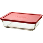 11 Cup Rectangular Kitchen Storage Container with Red Lid