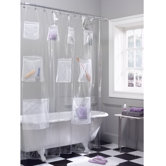 Mesh Pockets Vinyl Shower Curtain in Clear