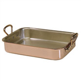 M'heritage Cuprinox 4.1-Quart Rectangular Roasting Pan with Bronze Handles