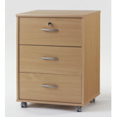 Duo Mobile Filing Cabinet in Beech with Three Drawers