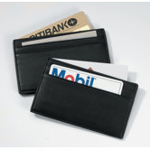 Florentine Napa Stepped Business Card Case in Black