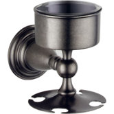 Victorian Toothbrush and Tumbler Holder in Aged Pewter