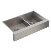 Vault Offset Smart Divide Stainless Steel Sink with Shortened Apron Front for 36" Cabinet