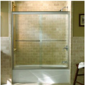 Fluence Frameless Sliding Bath Door with Crystal Clear Glass, 49" - 52" x 63"