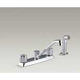 Coralais Kitchen Sink Faucet with Blade Handles, 7.63" Swing Spout and Sidespray