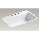 Cape Dory Tile-in Single-Bowl Kitchen Sink with 3 Faucet Holes