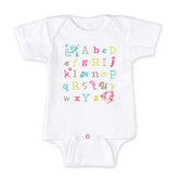 First Alphabet Bodysuit For Girl in White