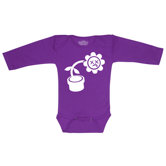 Humorous Flower Bodysuit with Long Sleeve Purple