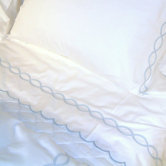 Sateen Embroidered Duvet in Garland Blue