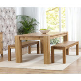 Madrid Chunky Solid Oak Dining Table with Two Barcelona Dining Benches