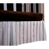 Blue with Chocolate Stripes Box Pleat Crib Skirt