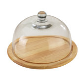 26 cm Cheese Board with Rubber Wood Glass Dome