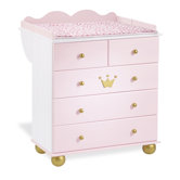 Wickelkommode "Prinzessin Karolin" in Wei&szlig; / Rosa / Gold lasiert