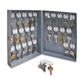 Secure Key Cabinet, 10"x3"x12", 28 Keys, Gray