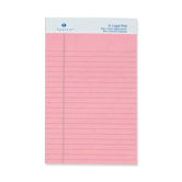 Colored Pad, Jr. Legal Rule, 5"x8", 50 Sheets, 12-Pack, Pink