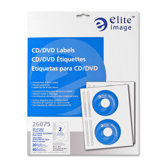 CD/DVD Labels, Permanent Adhesive, 20 per Pack, Gloss White
