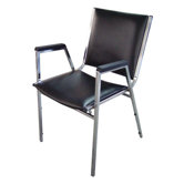 Lorell Plastic Arm Stacking Chairs, Black