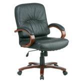Mid-Back Leather Lorell Woodbridge Series Managerial Chair