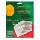 Self-Adhesive Poly CD/DVD Holders, 10 Sheets per Pack, Polypropylene, White