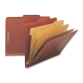 Classification Folders, Letter, 3 Partitions, 10/BX, Red