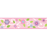 Studio Designs Scroll Floral Wall Border in Pink / White