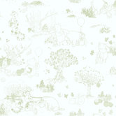 Winnie The Pooh - Toile Wallpaper in White / Green