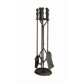 4 Piece Round Base Fireplace Tool Set