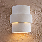 Outdoor Tiered Wall Sconce in White Ceramic