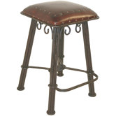 Western Iron Counter Stool in Antique Brown