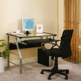 Glass Computer Desk and Chair Set