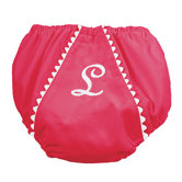 Garden Princess Pique Diaper Cover in Hot Pink with White Trim
