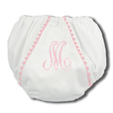 10Garden Princess Pique Diaper Cover in White with Light Pink Trim