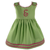 Garden Princess Pique Dress in Green with Hot Pink