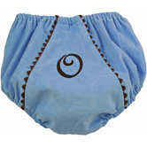 Bon Bon Corduroy Diaper Cover in Blue with Brown Trim