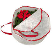Storage and Organization 24" Circular Wreath Bag with Red Trim