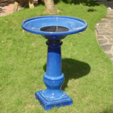 Athena Blue Ceramic Solar on Demand Birdbath