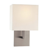 11.5" Wall Sconce in Brushed Nickel with White Fabric Shade