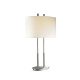Brushed Nickel Table Lamp with White Linen Shade