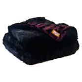 Black Bear Faux Fur Throw Blanket with Burgundy Velvet-Velour Lining