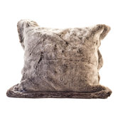Chinchilla Faux Fur Pillow Cover with Chocolate Brown Faux Suede Back