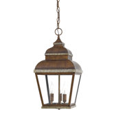 Mossoro  Outdoor Hanging Lantern in Mossoro Walnut with Silver