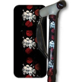 Skull and Roses Glow Handle Folding Cane