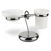 Idra Soap Dish and Toothbrush Holder with Base in Chrome